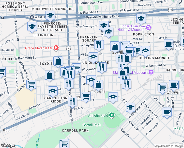 map of restaurants, bars, coffee shops, grocery stores, and more near 101 Independence Avenue Southeast in Washington
