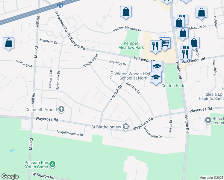 map of restaurants, bars, coffee shops, grocery stores, and more near in Cincinnati