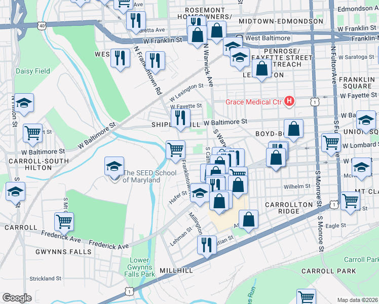 map of restaurants, bars, coffee shops, grocery stores, and more near 101 Independence Avenue Southeast in Washington