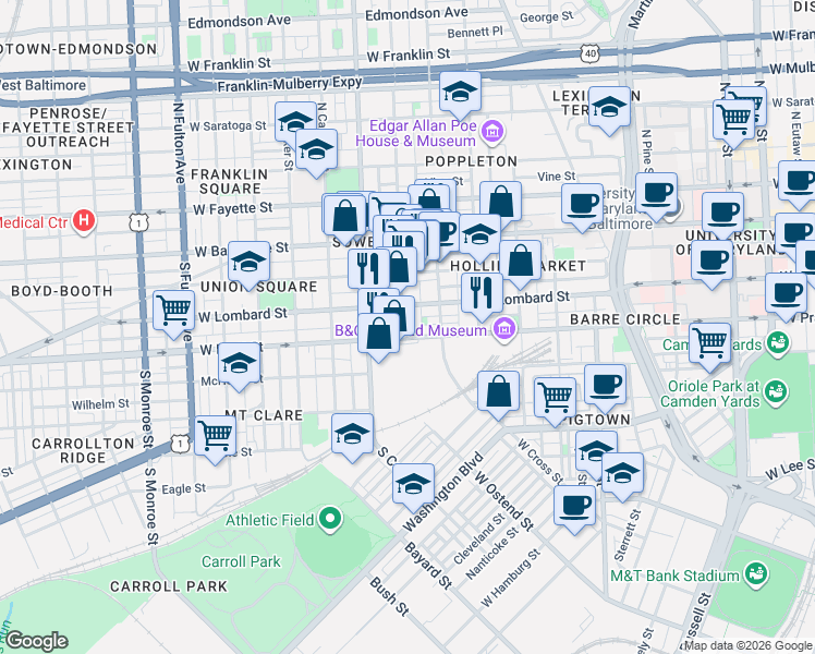 map of restaurants, bars, coffee shops, grocery stores, and more near 101 Independence Avenue Southeast in Washington
