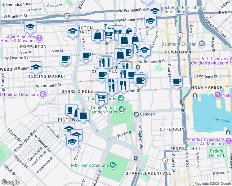 map of restaurants, bars, coffee shops, grocery stores, and more near 101 Independence Avenue Southeast in Washington