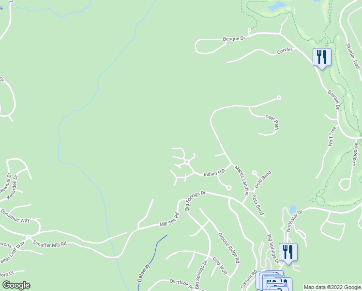 map of restaurants, bars, coffee shops, grocery stores, and more near 6114 Rocky Point in Truckee
