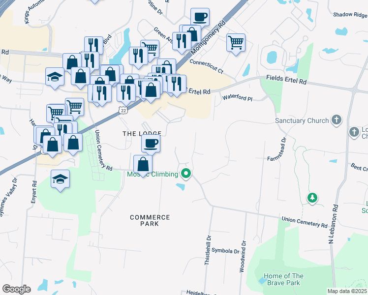 map of restaurants, bars, coffee shops, grocery stores, and more near 11894 Shenandoah Trce in Loveland