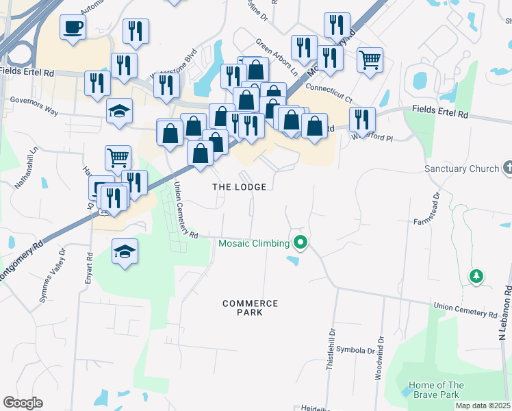 map of restaurants, bars, coffee shops, grocery stores, and more near 620 Carrington Place in Loveland