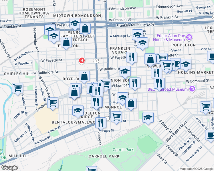 map of restaurants, bars, coffee shops, grocery stores, and more near 101 Independence Avenue Southeast in Washington