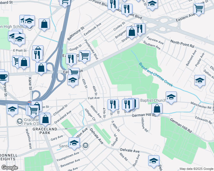 map of restaurants, bars, coffee shops, grocery stores, and more near 538 48th Street in Baltimore
