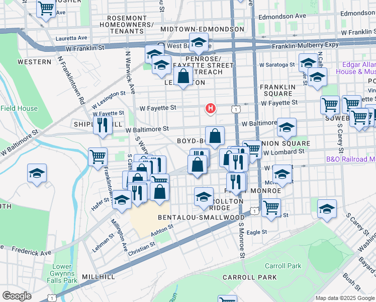 map of restaurants, bars, coffee shops, grocery stores, and more near 101 Independence Avenue Southeast in Washington