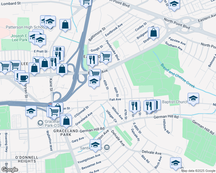 map of restaurants, bars, coffee shops, grocery stores, and more near 519 45th Street in Baltimore