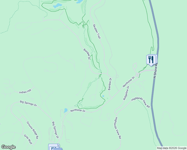 map of restaurants, bars, coffee shops, grocery stores, and more near 129 Basque Drive in Truckee