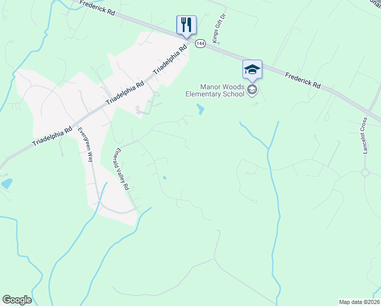 map of restaurants, bars, coffee shops, grocery stores, and more near 3091 Emerald Valley Road in Ellicott City