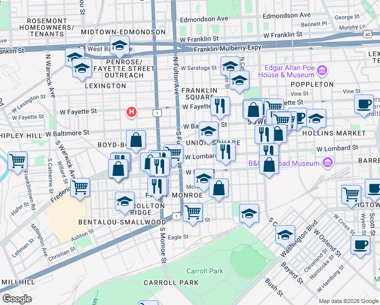 map of restaurants, bars, coffee shops, grocery stores, and more near 101 Independence Avenue Southeast in Washington