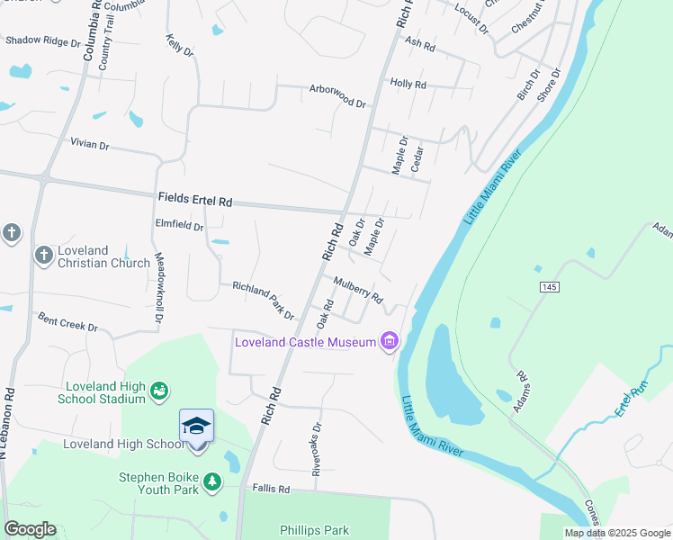 map of restaurants, bars, coffee shops, grocery stores, and more near 12115 Oak Dr in Loveland