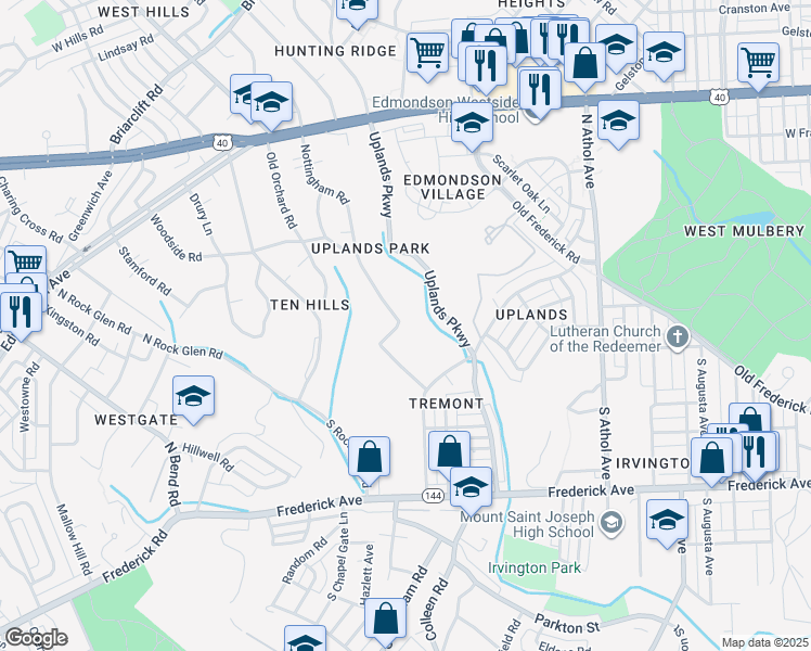 map of restaurants, bars, coffee shops, grocery stores, and more near 311 Nottingham Road in Baltimore