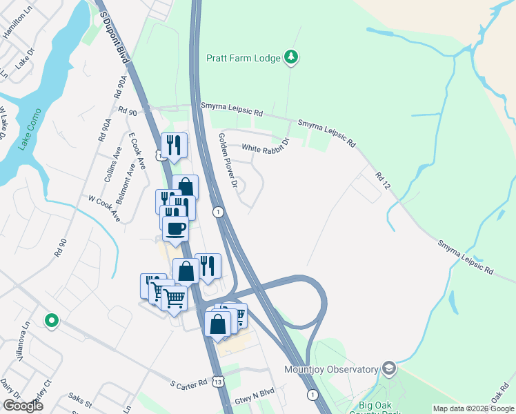 map of restaurants, bars, coffee shops, grocery stores, and more near 568 Groundhog Lane in Smyrna