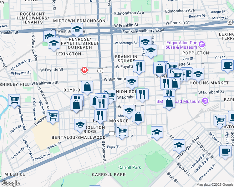 map of restaurants, bars, coffee shops, grocery stores, and more near 101 Independence Avenue Southeast in Washington