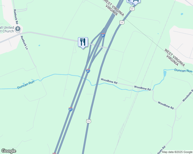 map of restaurants, bars, coffee shops, grocery stores, and more near 4543 Martinsburg Pike in Clear Brook