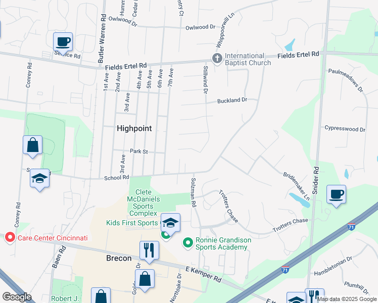 map of restaurants, bars, coffee shops, grocery stores, and more near 11966 Stillwind Drive in Cincinnati