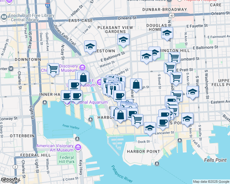 map of restaurants, bars, coffee shops, grocery stores, and more near 101 Independence Avenue Southeast in Washington