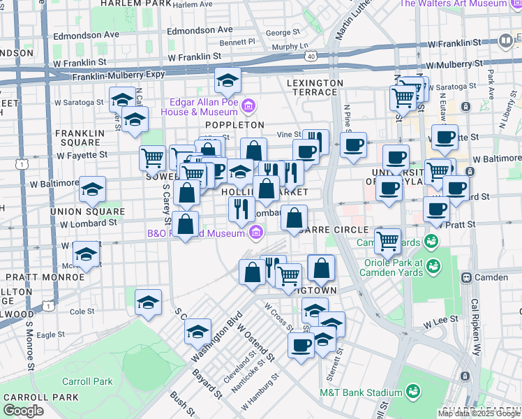 map of restaurants, bars, coffee shops, grocery stores, and more near 101 Independence Avenue Southeast in Washington