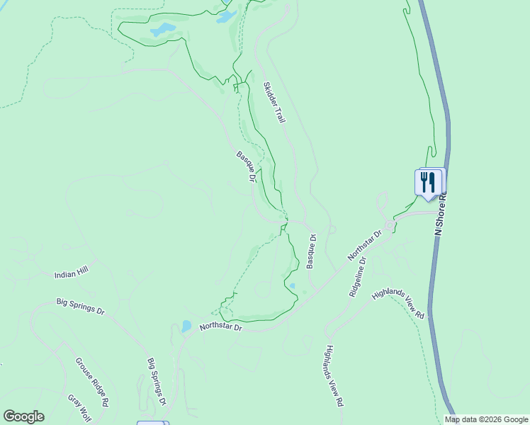 map of restaurants, bars, coffee shops, grocery stores, and more near 129 Basque Drive in Truckee