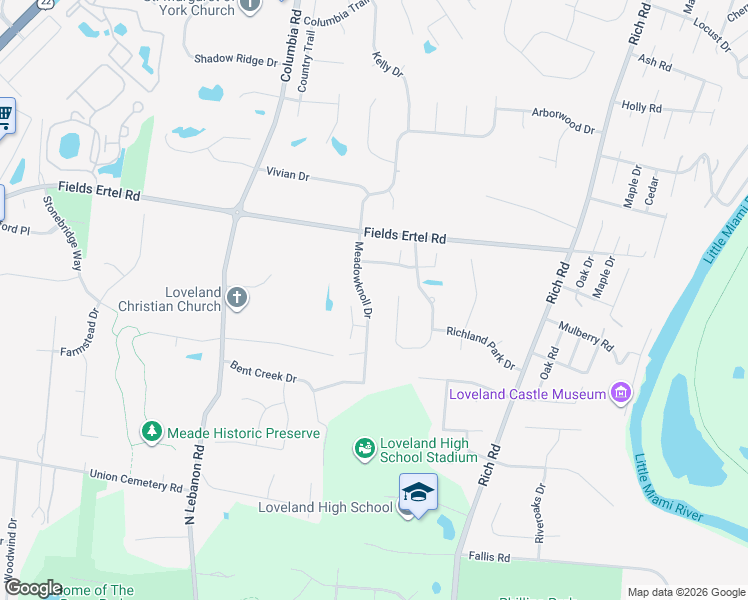 map of restaurants, bars, coffee shops, grocery stores, and more near 10042 Plantation Pointe Drive in Loveland