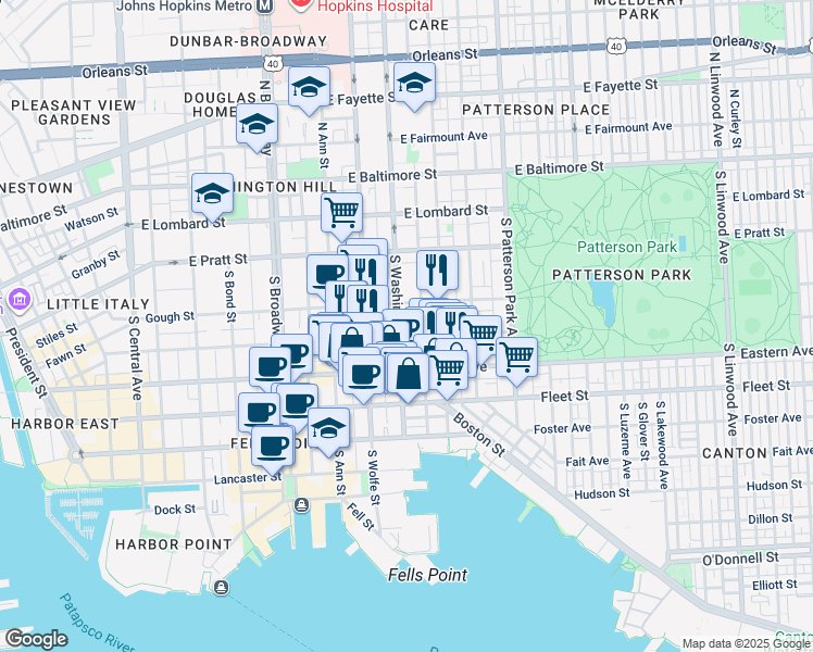 map of restaurants, bars, coffee shops, grocery stores, and more near 101 Independence Avenue Southeast in Washington