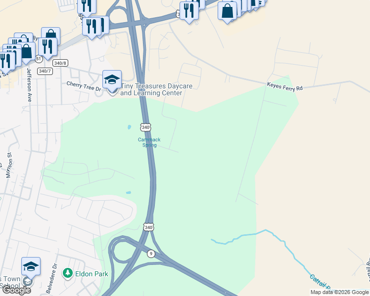 map of restaurants, bars, coffee shops, grocery stores, and more near 416 Keyes Ferry Road in Charles Town