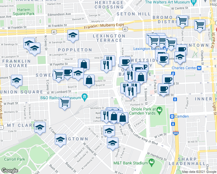 map of restaurants, bars, coffee shops, grocery stores, and more near 101 Independence Avenue Southeast in Washington