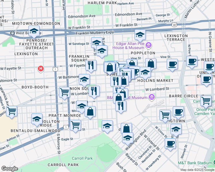 map of restaurants, bars, coffee shops, grocery stores, and more near 101 Independence Avenue Southeast in Washington