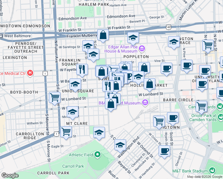 map of restaurants, bars, coffee shops, grocery stores, and more near 101 Independence Avenue Southeast in Washington