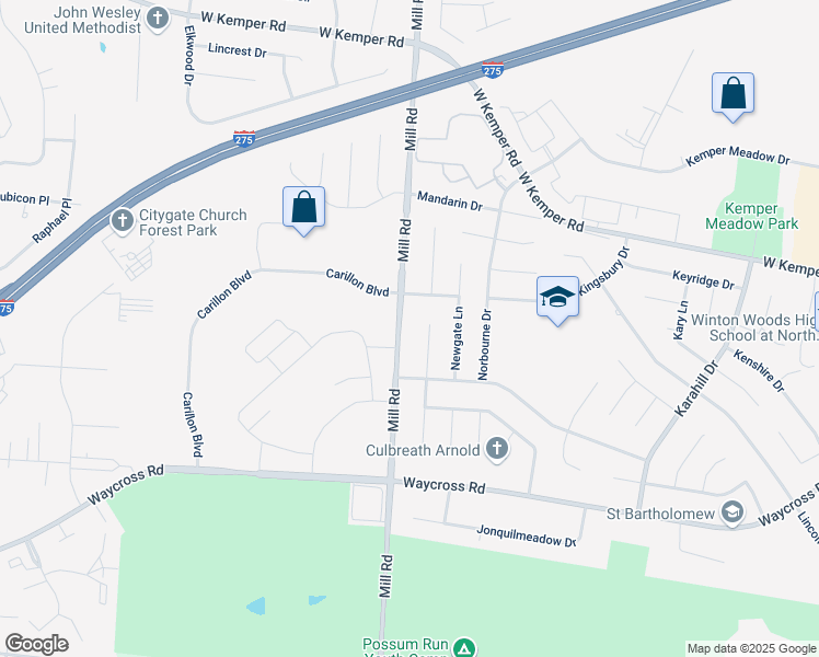 map of restaurants, bars, coffee shops, grocery stores, and more near 1593 Napoleon Lane in Cincinnati