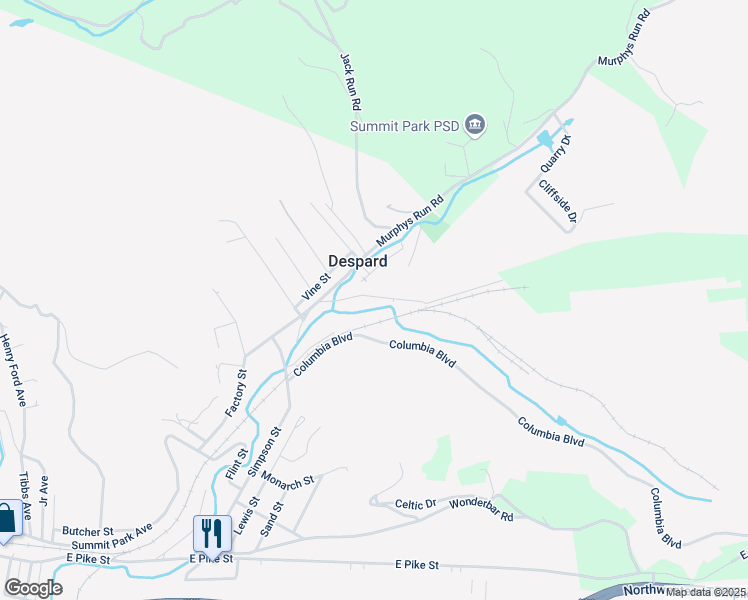 map of restaurants, bars, coffee shops, grocery stores, and more near in Despard