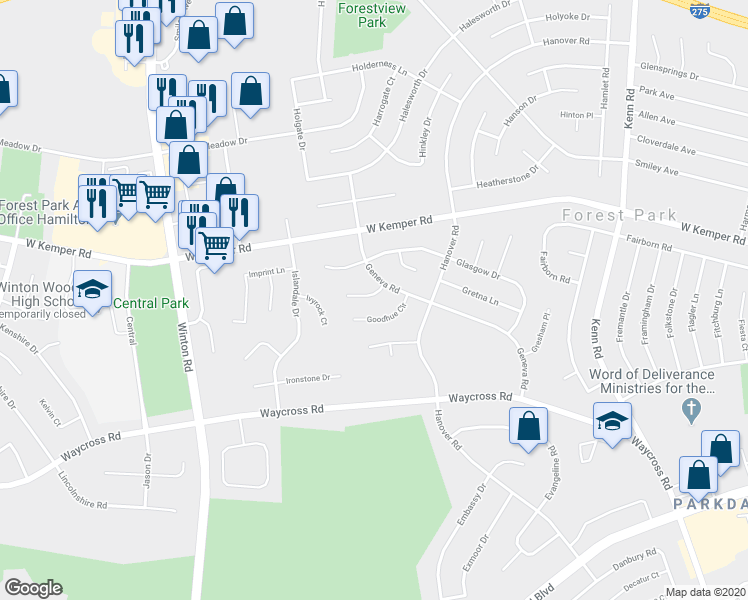 map of restaurants, bars, coffee shops, grocery stores, and more near 902 Gallatin Court in Cincinnati