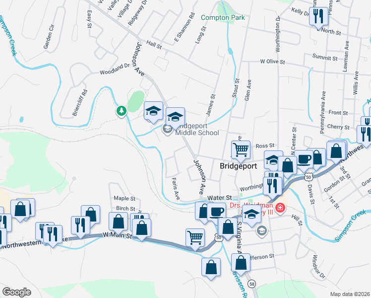 map of restaurants, bars, coffee shops, grocery stores, and more near 322 Johnson Avenue in Bridgeport