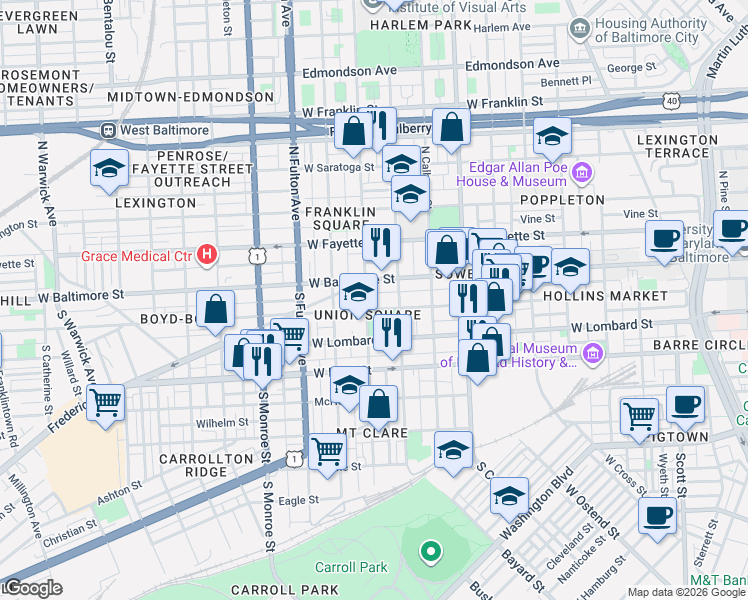 map of restaurants, bars, coffee shops, grocery stores, and more near 101 Independence Avenue Southeast in Washington