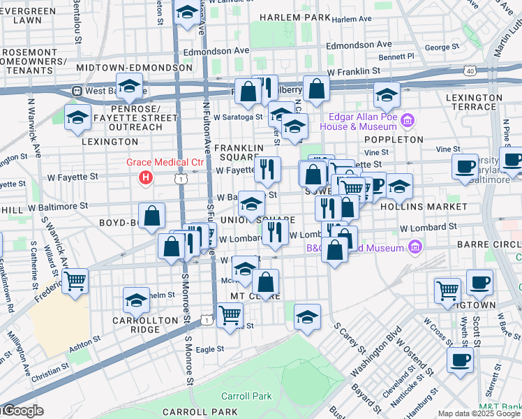 map of restaurants, bars, coffee shops, grocery stores, and more near 101 Independence Avenue Southeast in Washington