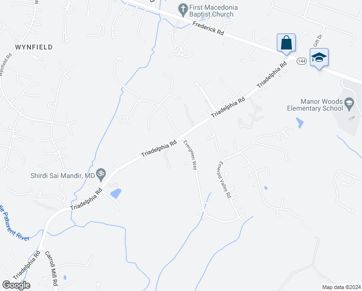 map of restaurants, bars, coffee shops, grocery stores, and more near 12001 Triadelphia Road in Ellicott City