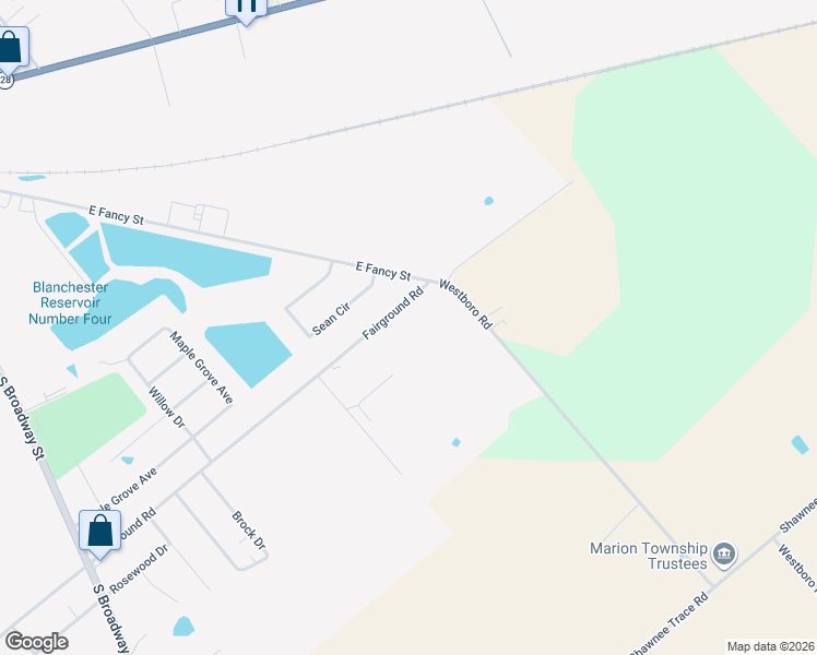 map of restaurants, bars, coffee shops, grocery stores, and more near 7253 Fairground Rd in Blanchester