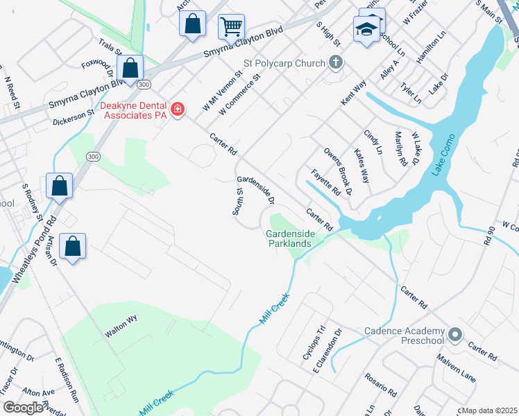 map of restaurants, bars, coffee shops, grocery stores, and more near 931 Boxwood Drive in Smyrna