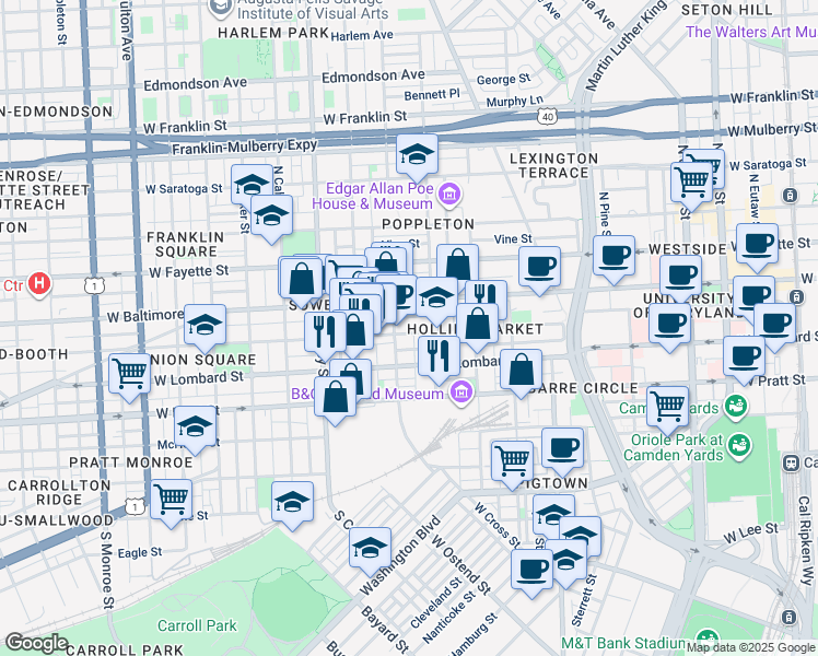 map of restaurants, bars, coffee shops, grocery stores, and more near 101 Independence Avenue Southeast in Washington