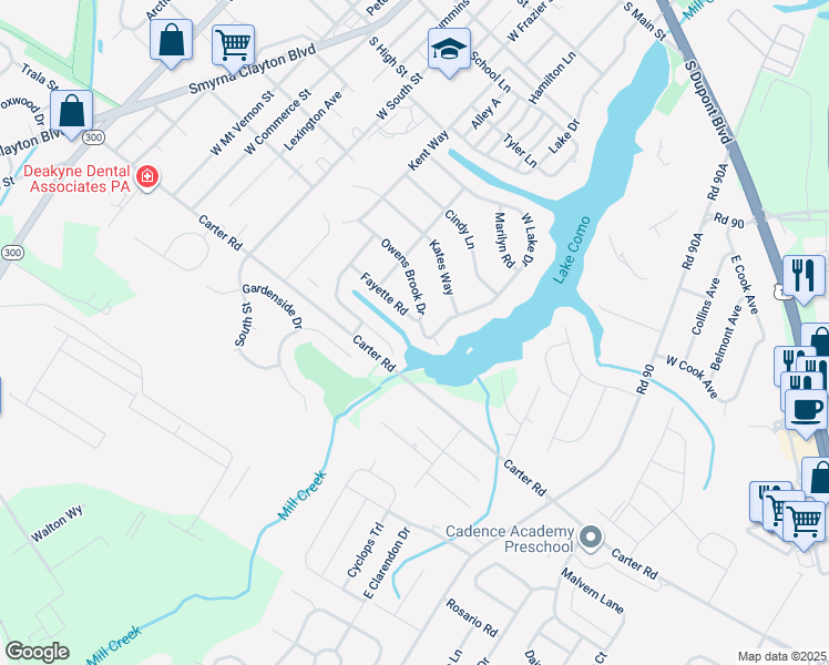 map of restaurants, bars, coffee shops, grocery stores, and more near 699 West Lake Drive in Smyrna