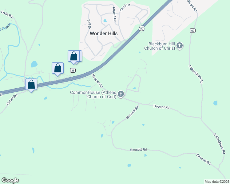 map of restaurants, bars, coffee shops, grocery stores, and more near 9305 Hooper Road in Athens