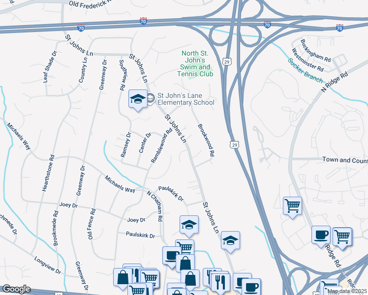 map of restaurants, bars, coffee shops, grocery stores, and more near 3000 Misty Wood Lane in Ellicott City