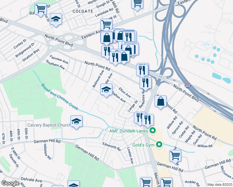 map of restaurants, bars, coffee shops, grocery stores, and more near 946 Dalton Avenue in Baltimore