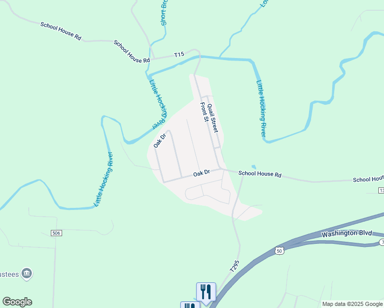 map of restaurants, bars, coffee shops, grocery stores, and more near 109 Pine Drive in Little Hocking