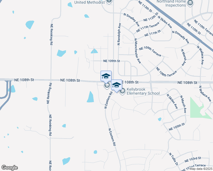 map of restaurants, bars, coffee shops, grocery stores, and more near 7301 Northeast 108th Street in Kansas City