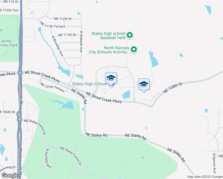 map of restaurants, bars, coffee shops, grocery stores, and more near 2800 Northeast Shoal Creek Parkway in Kansas City