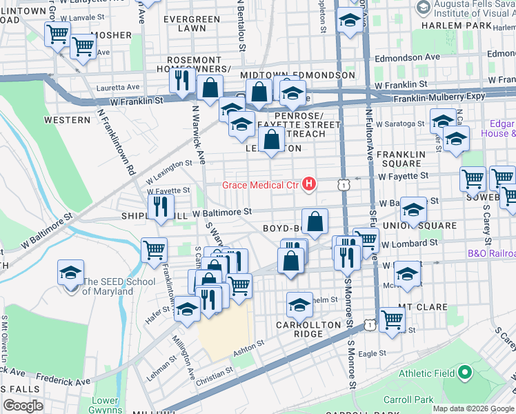 map of restaurants, bars, coffee shops, grocery stores, and more near 101 Independence Avenue Southeast in Washington
