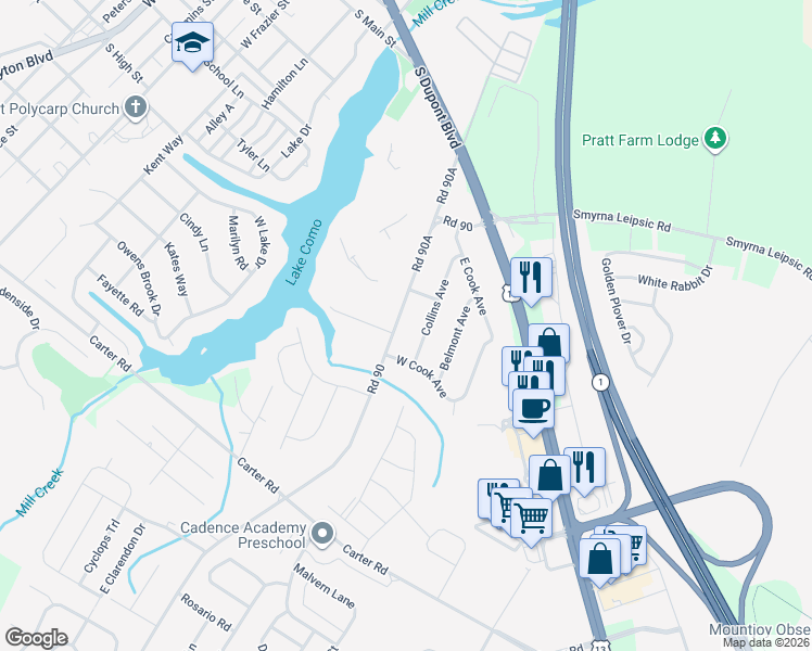 map of restaurants, bars, coffee shops, grocery stores, and more near 235 Sunnyside Road in Smyrna