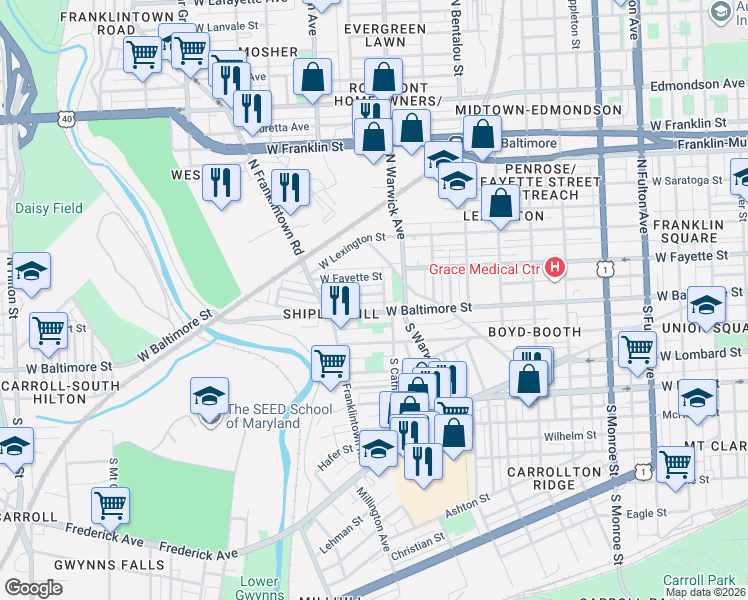 map of restaurants, bars, coffee shops, grocery stores, and more near 101 Independence Avenue Southeast in Washington